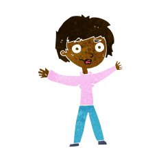 cartoon woman waving arms N11