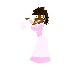 cartoon victorian woman dropping handkerchief N5