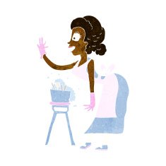 cartoon housewife washing up N6