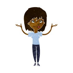 cartoon woman shrugging N32