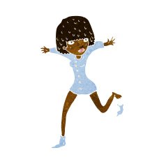 cartoon woman kicking off sock N5