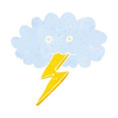 cartoon lightning bolt and cloud N5