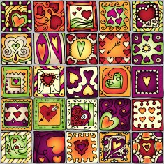 Collection of original drawing doodle hearts