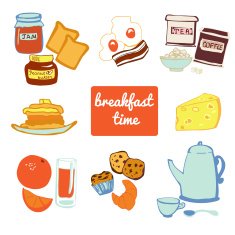 Set of vector objects Breakfast time N2