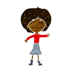 cartoon happy girl giving thumbs up symbol N6