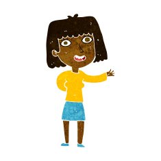 cartoon friendly woman waving N28