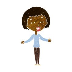 cartoon suspicious woman N11