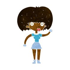 Cartoon Woman Waving N170
