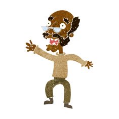 cartoon frightened old man N20