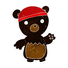 cartoon black bear wearing hat N2