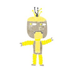 cartoon waving robot N11