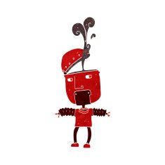 funny cartoon robot with open head N6