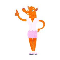 cartoon fox woman with idea N2