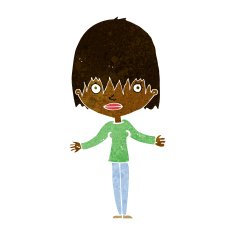 cartoon woman shrugging shoulders N249