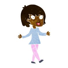 cartoon woman with open arms N49