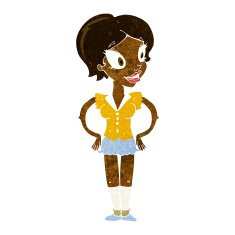 cartoon happy woman in short skirt N5