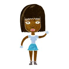 cartoon waving woman N68
