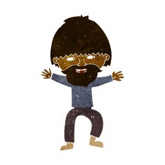 cartoon happy man with beard N25