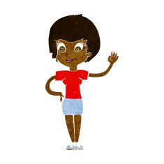 Cartoon Woman Waving N173