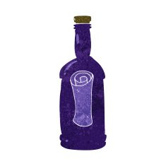 cartoon letter in a bottle N16