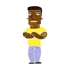 cartoon tough guy with folded arms N6