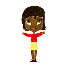cartoon woman with open arms N50