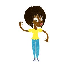 Cartoon Woman Waving N174