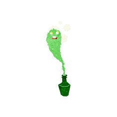 cartoon spooky ghost in bottle N6