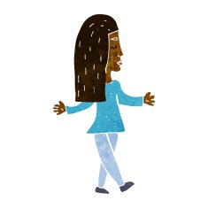 cartoon woman shrugging shoulders N253