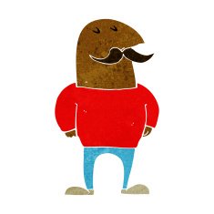 cartoon bald man with mustache N10