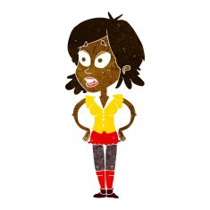 cartoon woman with hands on hips N110