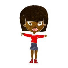 cartoon woman pointing N114