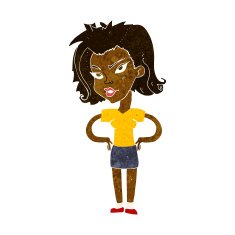 cartoon woman with hands on hips N111