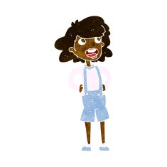 cartoon woman in dungarees N4