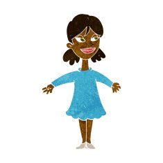 cartoon woman with open arms N52