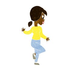 Cartoon Woman Waving N175