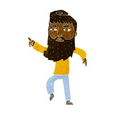 cartoon bearded man pointing the way N5