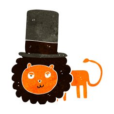cartoon lion in top hat N3