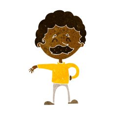 cartoon man making camp gesture N17