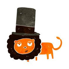 cartoon lion in top hat N4