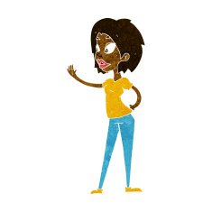 Cartoon Woman Waving N177