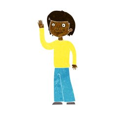 cartoon friendly boy waving N6