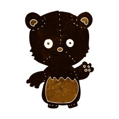 cartoon black bear cub waving N4