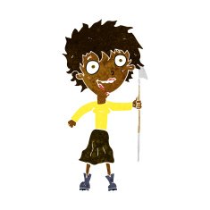 cartoon crazy woman with spear N6