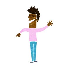 cartoon happy man waving N20
