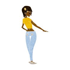 cartoon pretty girl in jeans and tee N6