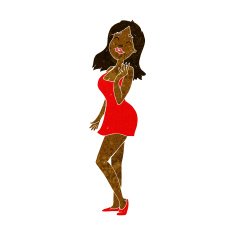 cartoon pretty woman in cocktail dress N6