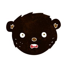 cartoon black bear face N10
