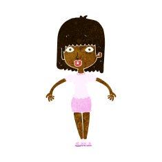 cartoon woman shrugging shoulders N254