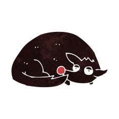 cartoon curled up dog N6
